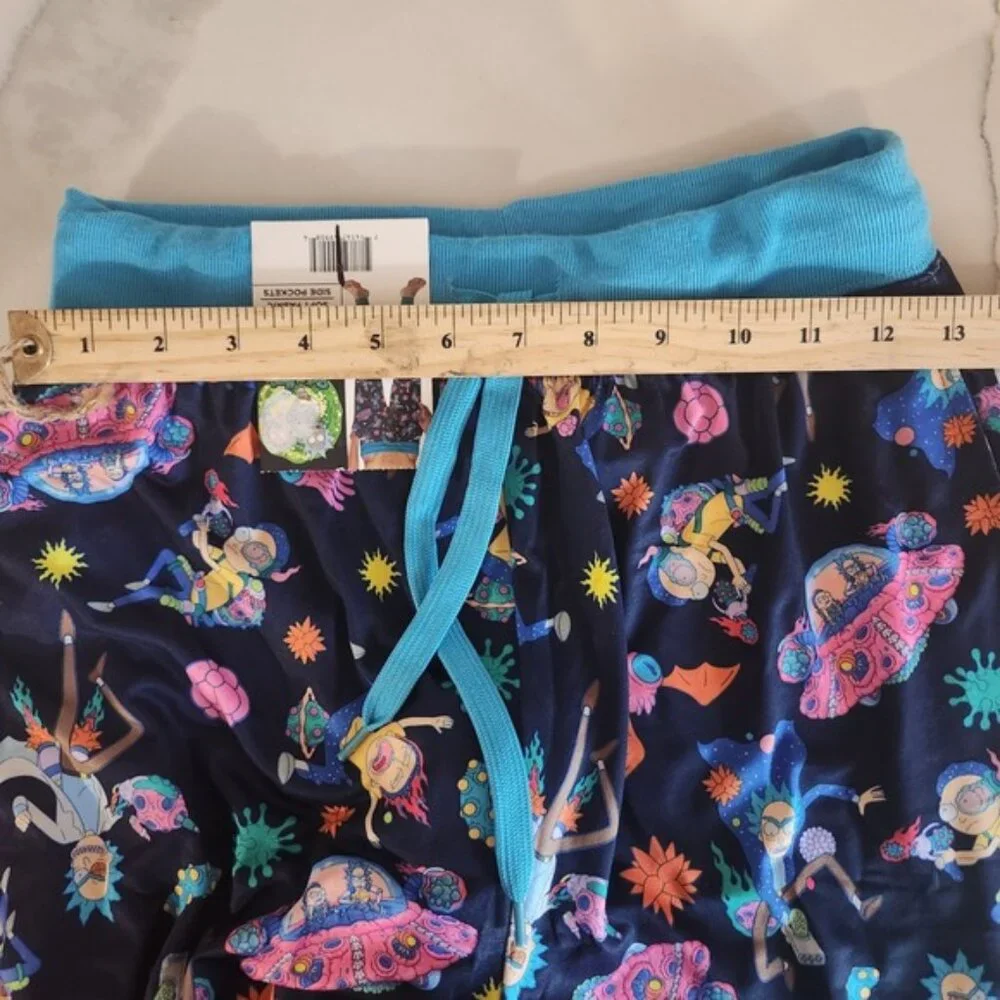 Rick‎ and Morty Sleep Pants Small Mens Pajamas Blue Print Elastic Waist